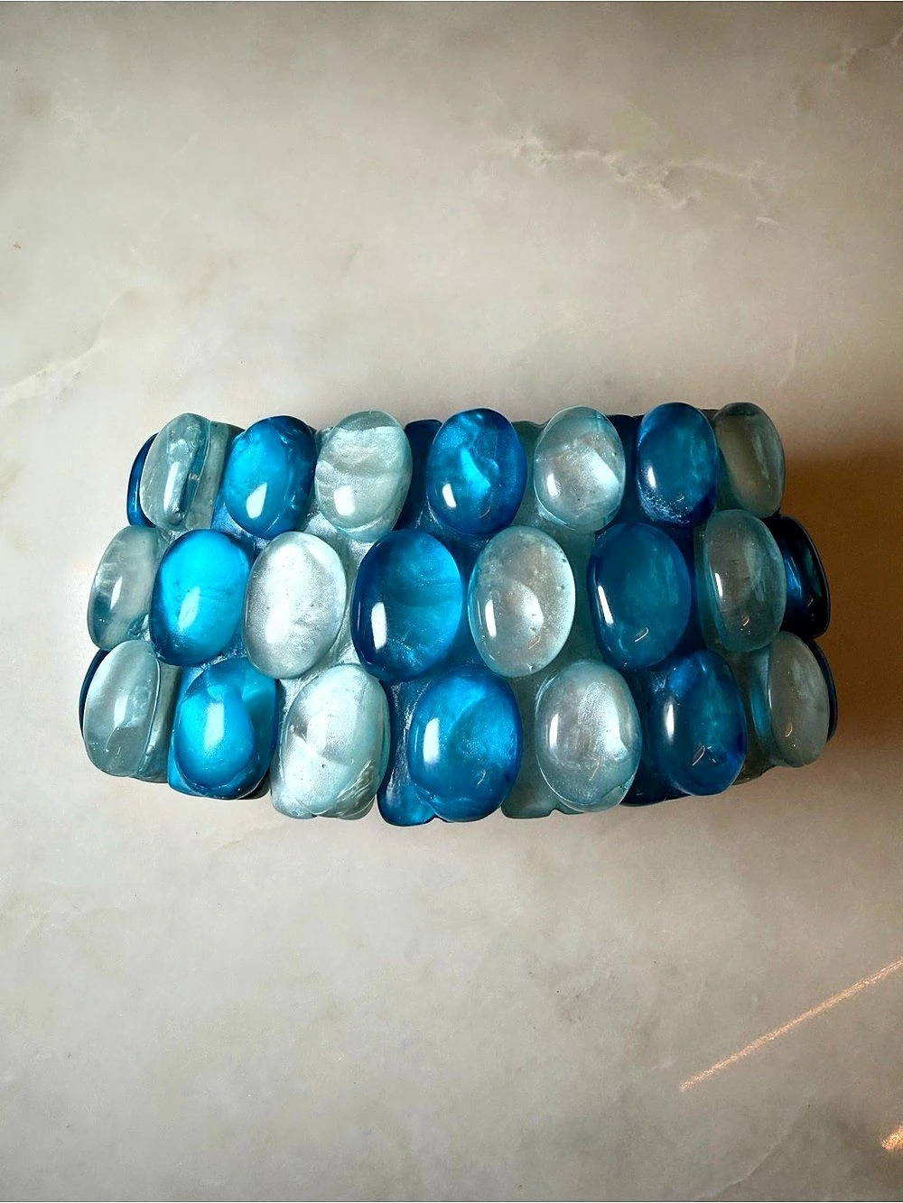 Dominique Denaive Blue & Turquoise Chunky Resin Stretch Bracelet